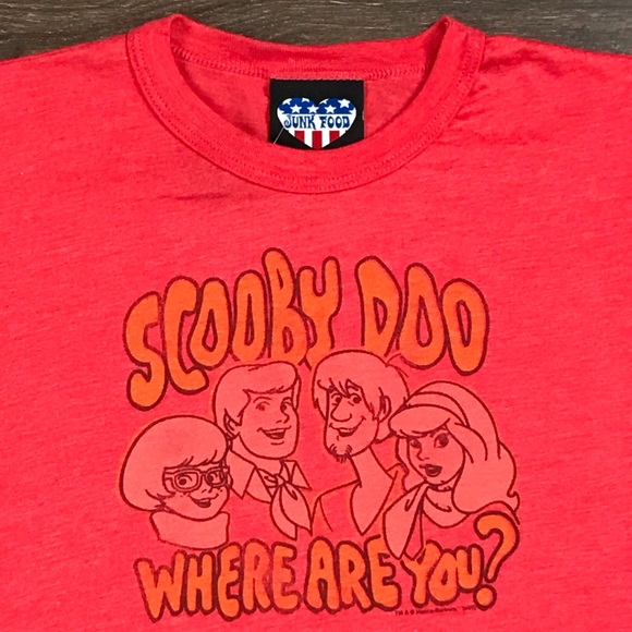 Junk Food Scooby Doo “Where Are You?” 2005 Crimson Red Crewneck Shirt Sz XL NEW - Picture 2 of 9